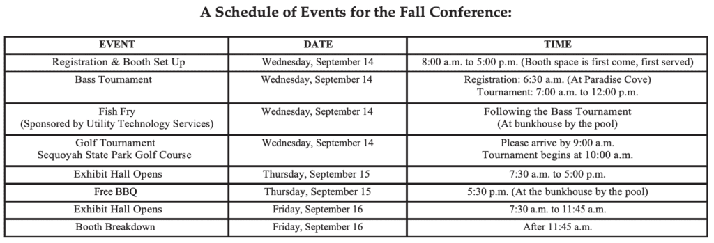 Fall Conference Schedule 2022